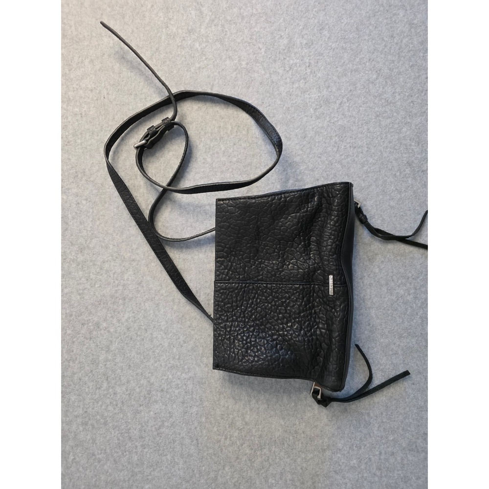 Vince Camuto Black Textured Leather Crossbody Shoulder Bag